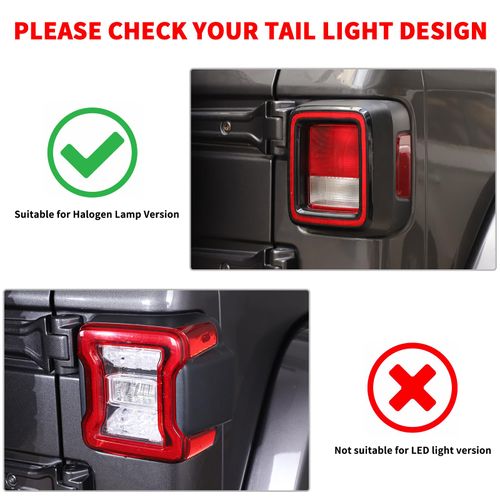 RAZPOY JL Tail Light Lamp Covers, Smoked Rear Light Guards Compatible with Jeep Wrangler JL 2018-2025 (Fit for Halogen Lamp Version)