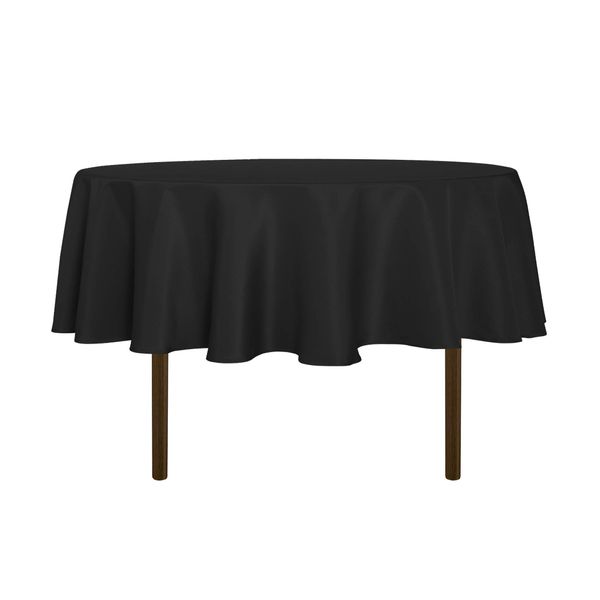 sancua Round Tablecloth - 60 Inch - Water Resistant Spill Proof Washable Polyester Table Cloth Decorative Fabric Table Cover for Dining Table, Buffet Parties and Camping, Black