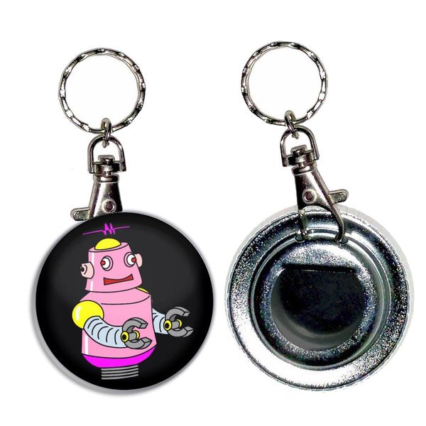 Black Girl Robot - 55mm Button Badge Bottle Opener Key Ring