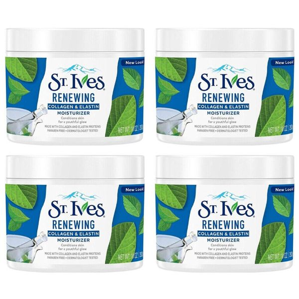 4-Pack New St Ives Collagen Elastin Facial Moisturizer for All Skin Types, 10 oz