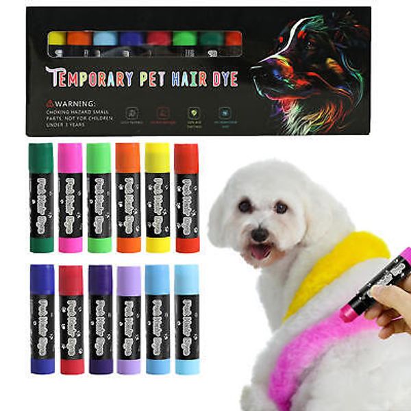 12Pcs Pet Paint Pen, Temporary Dog Hair Dye, Non-Toxic Dog Safe Color Crayons