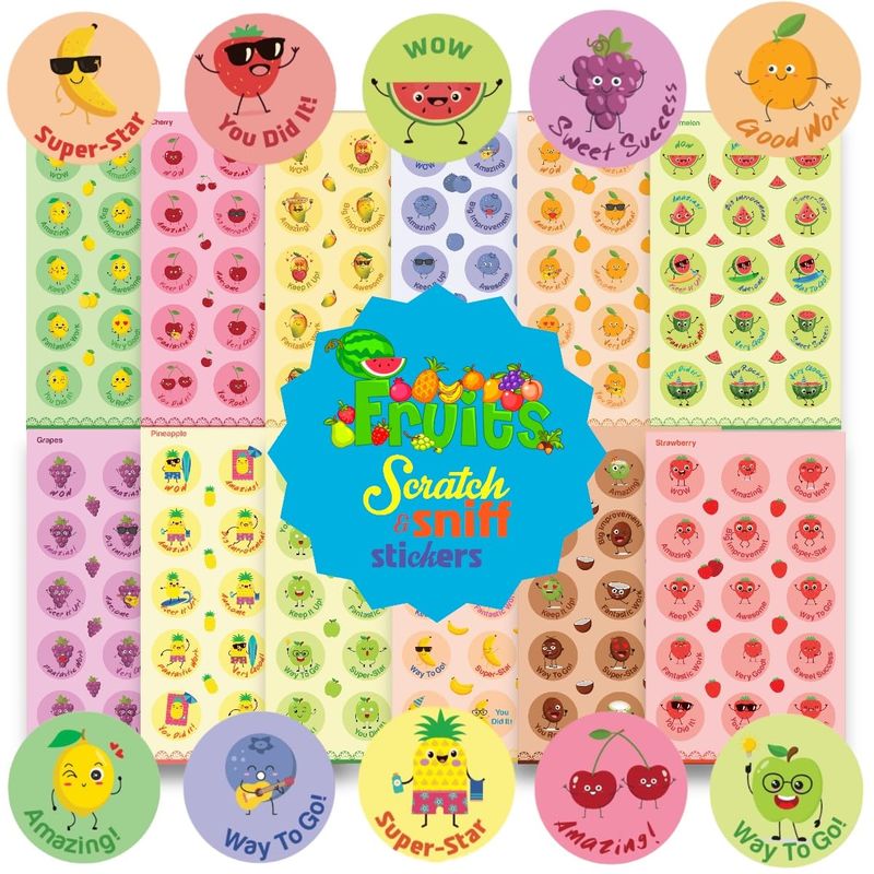 Scratch and Sniff Stickers, 12 Different Scents (24 Sheets) of Fruits ...