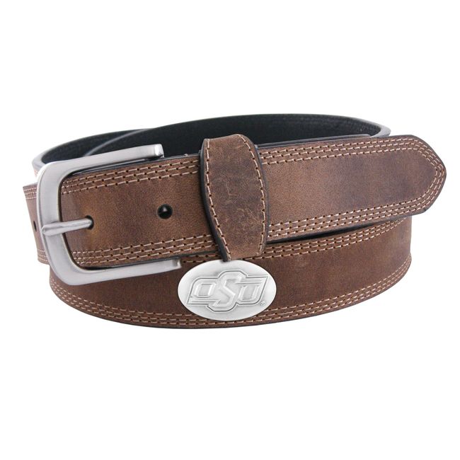 NCAA Oklahoma State Cowboys Light Crazyhorse Leather Concho Belt, Light Brown, 36-Inch