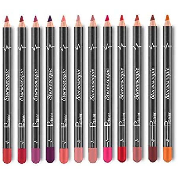 Matte Lip Liner Pencil Set, 12 Farben Lip Liner Pencil Waterproof Non-marking Matt Velvet Lipstick Pen, Professional Long Lasting Lipliner Set