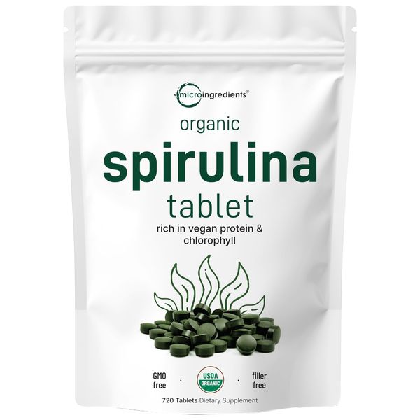 Micro Ingredients Organic Spirulina Supplement, 3000Mg Per Serving, 72