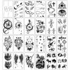 Yazhiji 36 Sheets Temporary Tattoos Stickers, 12 Sheets Fake Body Arm Chest Shoulder Tattoos for Men or Women with 24 Sheets Tiny Black