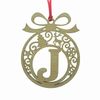 Laser cut Christmas tree bauble decoration: Letter J