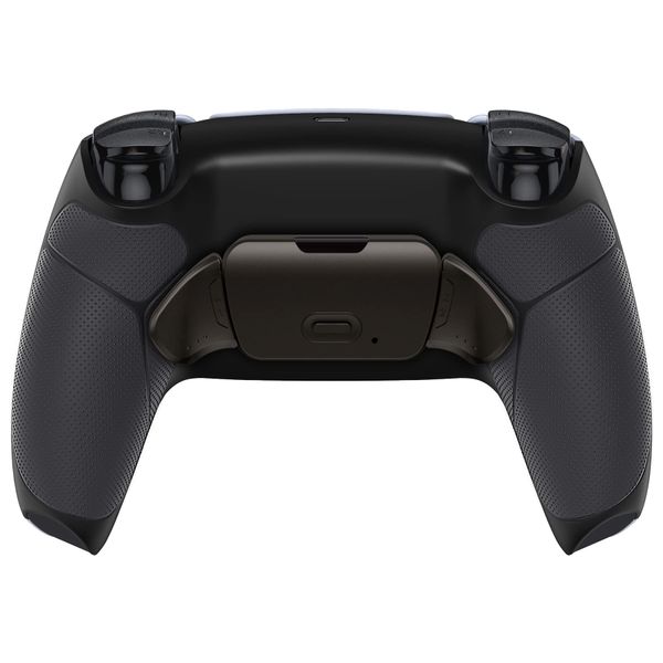 eXtremeRate Black Real Metal Buttons (RMB) Version RISE Remap Kit for ps5 Controller BDM-030 040 050 with Black Rubberized Grip Back Shell, Programable Back Buttons Attachment - Without Controller