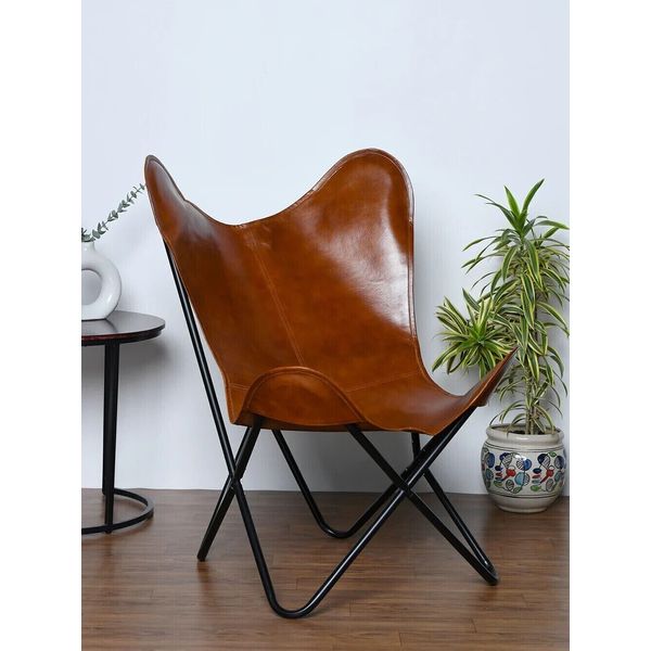 Indoor Living Room Armchair Butterfly Leather Chair With Iron Frame Gift chair