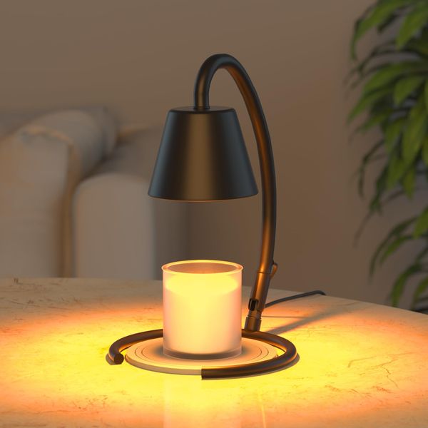 Candle Warmer Lamp with 2 Bulbs, Dimmable Wax Warmer Lamp for Jar Candles, Top-Down Candle Melting Heater with Timer, Wired Melting Lamp with Coaster Home Decor Gift