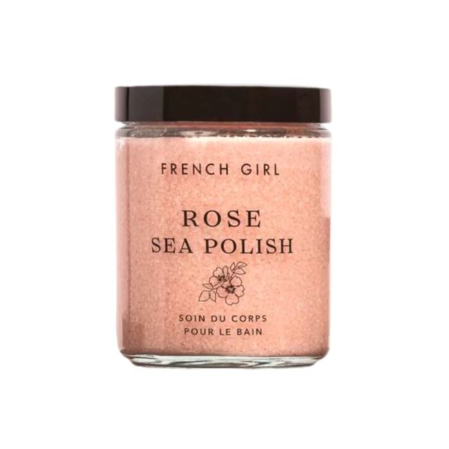 French Girl Rose Sea Polish - Smoothing Treatment 10 oz/300 ml, Moisturing & Hydrating Body Scrub with Atlantic Sea Salt & Organic Sugar
