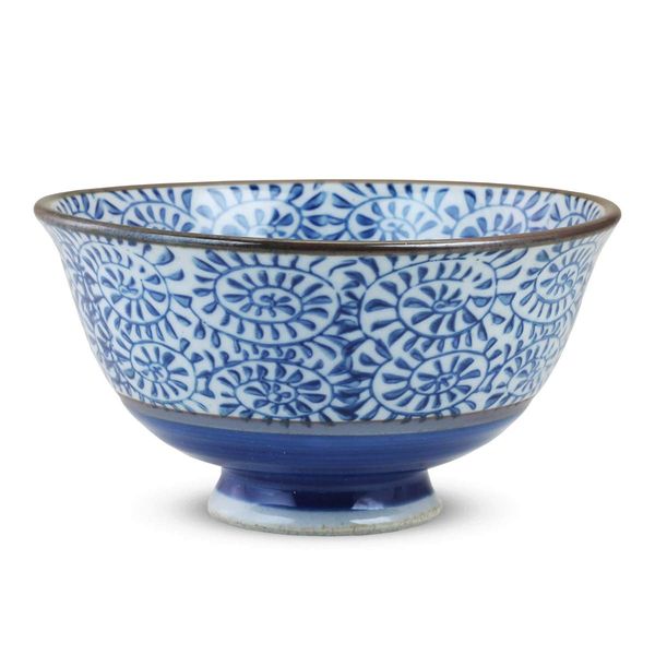 Ctoc Japan 821205 Rice Bowl, Blue, Φ5.1 x 2.7 inches (13 x 6.8 cm), Rice Bowl, Hasamiyaki, Octopus Arabesque, Large