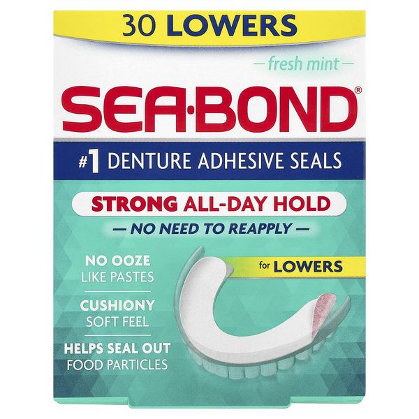 Denture Adhesive Seals, Fresh Mint, 30 Lowers