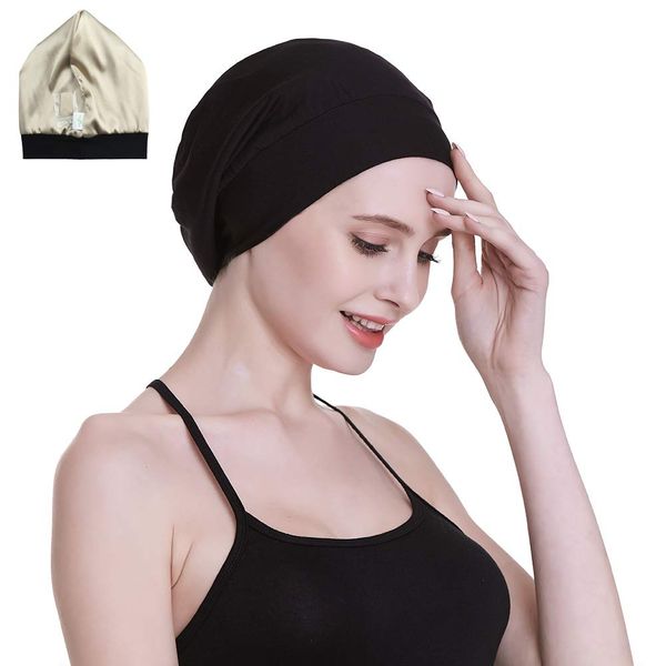 Satin Cap 100% Mulberry Silk Lined Sleeping Hats for Natural Hair