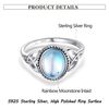 Adramata Sterling Silver Moonstone Solitaire Oval Ring - Women's Handmade Statement Mood Ring
