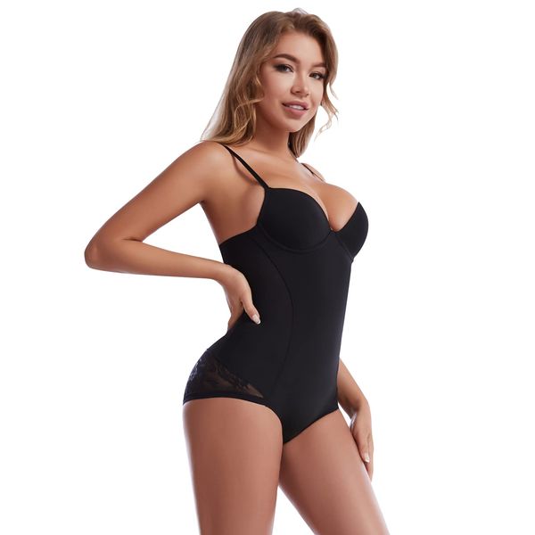 HACAI Women's Bodysuit, Shapewear Body Shaper, One Piece, Black