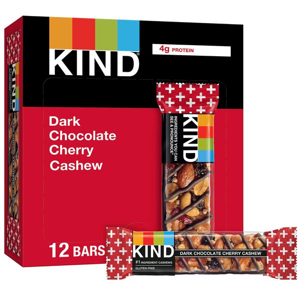 KIND Bars, Dark Chocolate Cherry Cashew, Healthy Snacks, Gluten Free, 12 Count