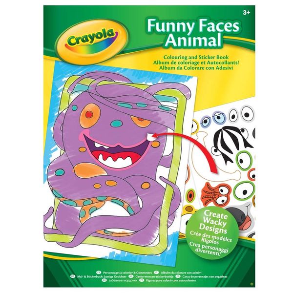 Crayola Funny Faces Colouring Book (with Stickers), Multi-Color