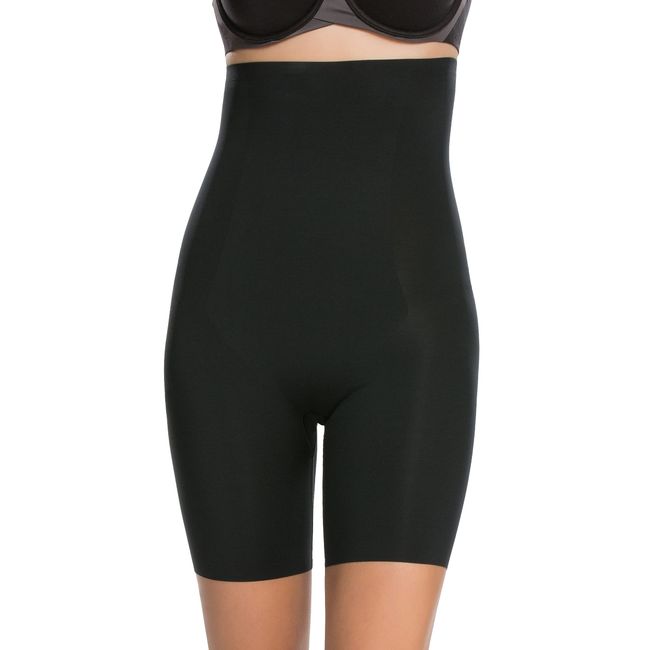 SPANX Shapewear for Women Thinstincts High-Waisted Mid-Thigh Shaping Short (Regular and Plus Sizes) Very Black MD