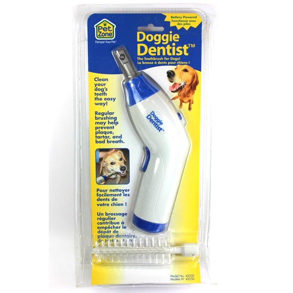 Pet Zone Doggie Dentist Battery Powered Dog Tooth Brush NEW FACTORY SEALED PKG.