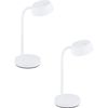 2 Pack - Table Desk Lamp-Colour Plain White-Rocker Switch-Bulb LED-4.5W Included - Side Console Free Standing Base Bedside Task Base Set