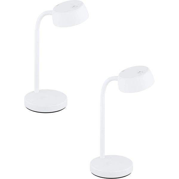 2 Pack - Table Desk Lamp-Colour Plain White-Rocker Switch-Bulb LED-4.5W Included - Side Console Free Standing Base Bedside Task Base Set