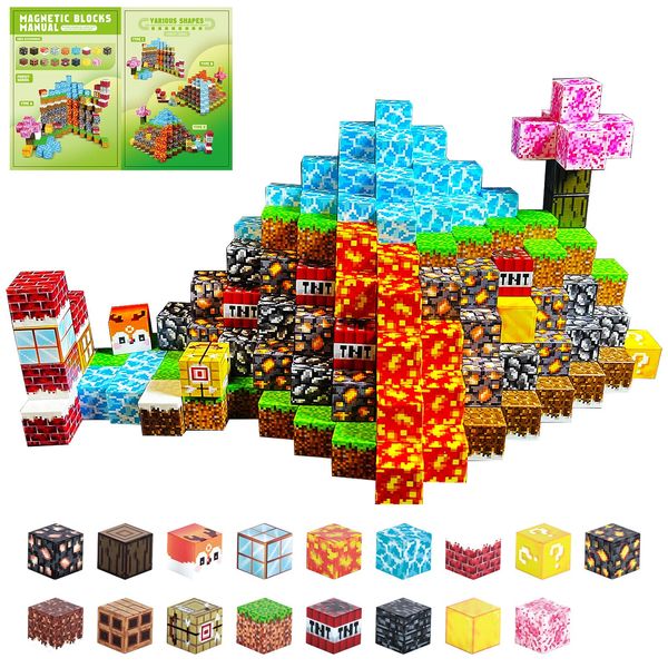 Magnetic Blocks 100PCS Set，Mine Magnet World Building Craft, Magnetic Cubes for kids Magnetic Building Blocks Boys and Girls 3+ , Magnetic Toys, Magnetic Building Cubes , Building Blocks Toddler toys