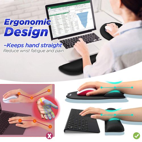 Gimars Upgrade Ergonomic Enlarge Superfine Fibre Soft Smooth Keyboard Wrist Rest and Mouse Pad with Wrist Support for Computer, Laptop, Mac, Gaming, Office & Pain Relief