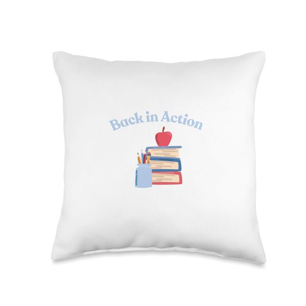 Back in Action Back to school Book worm Trending Throw Pillow