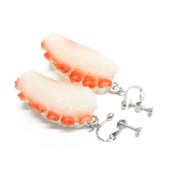 Food Sample Earrings (Silver) Miniature Sushi (Coctopus)