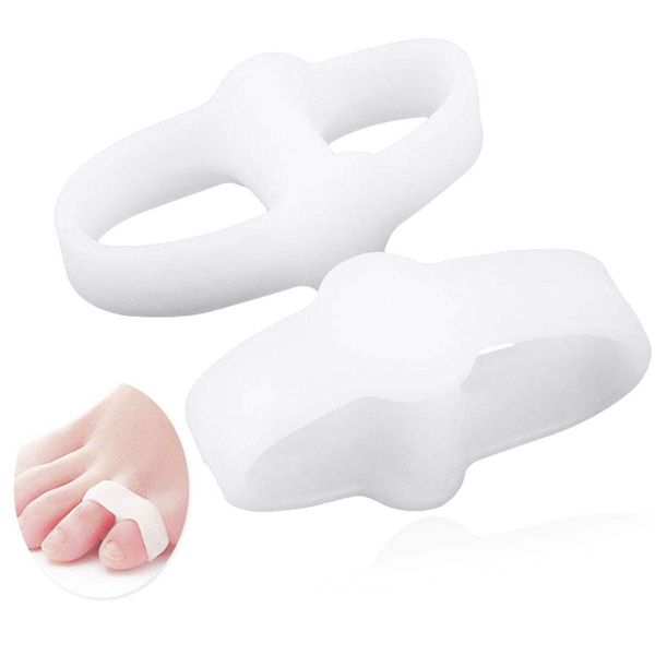 PEDIMEND Two Hole Toe Separator (1PAIR - 2PCS) - Straighten Bent Toes - Toe Buddy for Overlapping Toes - Bunion and Toe Little Thumb Separator - Unisex - Foot Care