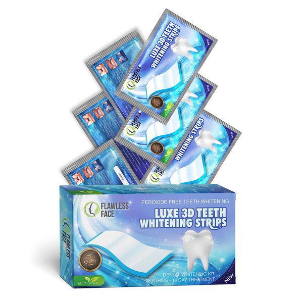 Teeth Whitening Strips - 28 Strips for Natural Clean Smile - 14 Days Advanced Non-Peroxide Teeth Whitening Kit - Home Tooth Whitening Non Crest Treatment 3D Advanced Effects - Free P&P - UK Seller