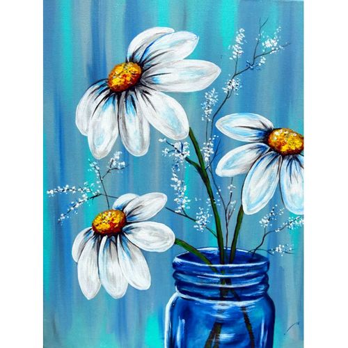 DOTZSO Adult Diamond Painting Kits, DIY 5D Round Vase Full Diamond Flower Floral Diamond Art, Great for Beginner Painting and Home Leisure and Wall Decor 15.7 X 11.8 Inches