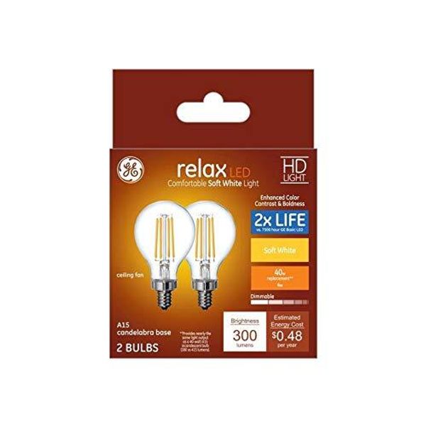 GE Relax 2-Pack 40 W Equivalent Dimmable Warm White A15 LED Light Fixture Light