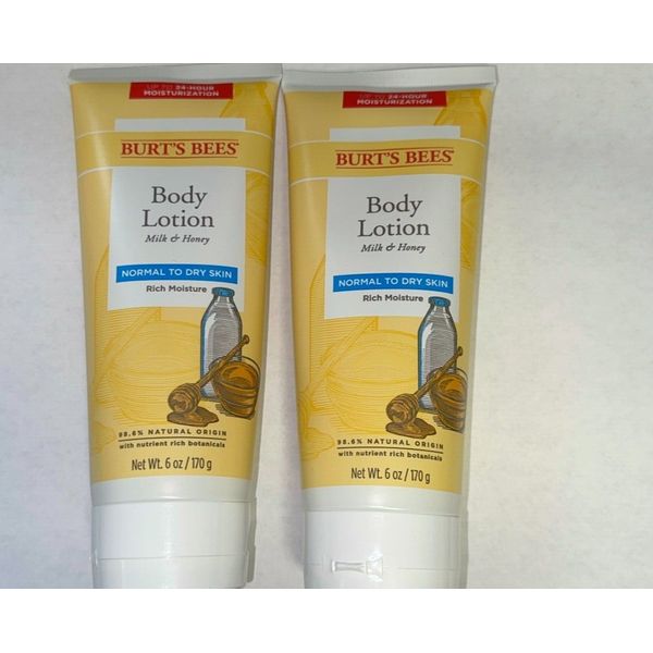 2-BURT'S BEES MILK & HONEY BODY LOTION 6 OZ EACH NEW