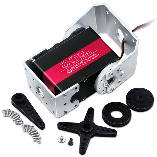ANNIMOS 80KG Robot Servo Motor 12V High Torque Steel Gear Waterproof Large Digital Steering Servos with Mount Brackets