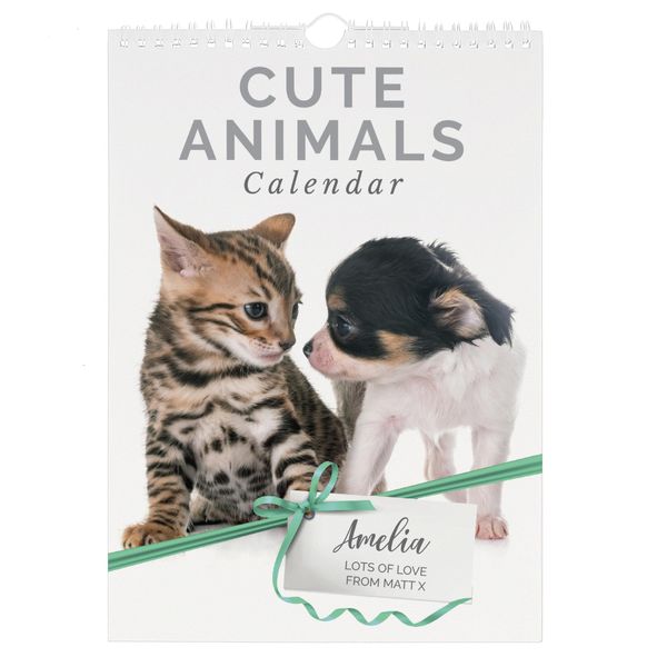 Personalised Calendar. A4 Cute Animal Calendar