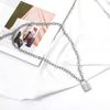 Mingjun Padlock Pendant Necklace, Simple Chain for Women and Girls, Gift Idea, Alloy, Silver