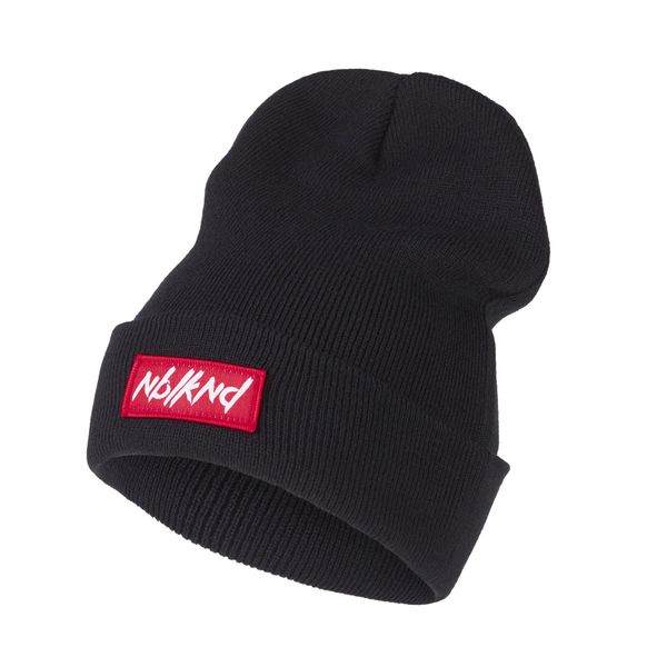 Nebelkind Beanie Black with Woven Patch Warm OneSize Unisex