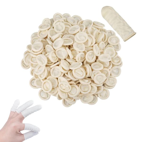 100pcs Latex Finger Cots,Latex Anti-Static Finger Covers Finger Tip Rubber Protect Keeping Dressing Dry and Clean,Disposable Latex Finger Cots Rubber for Injured Finger,Cracked Finger,Sports(White)