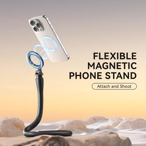 TELESIN° Magnetic Flexible Phone Mount Clamp Tripod Stand Stick Pole for Phones, Stroller Treadmill Tube Bike Motorcycle Phone Holder Attach Stand Accessories Arm Mount for iPhone Android Phones Black