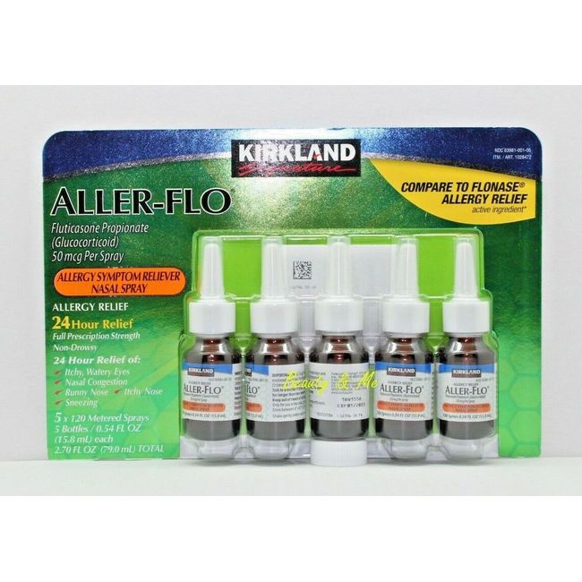 Kirkland Signature Aller-Flo 50mcg. Allergy Spray, 5 Bottles ** Fluticasone **