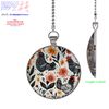 Black Roosters and Flowers Single Sided Ceiling Fan and Light Pull Chain Pendant