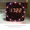 Sutinna DIY LED Digital Clock Kit, Multi-functional Rotating Light Control Electronic Alarm Clock LED Digital Temperature Alarm Clock for Home School (Red+Cable+Case)