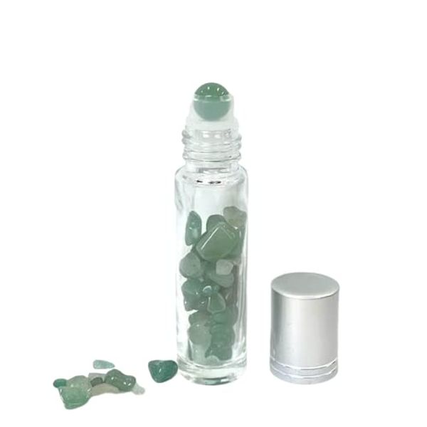 Natural Stone Roll-on Bottle, Silver Cap, 0.3 fl oz (10 ml), Green Aventurine, Gemstones, Power Stone, Ripple, Perfume, Bottle, Glass, Gemstone, Mobile Phone, Makeup, Aroma, Essential Oil, Luxury, Stylish