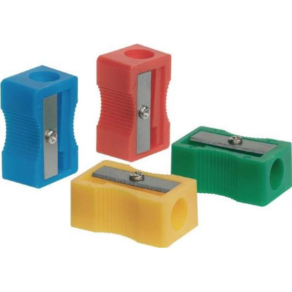 3 x Single Hole Plastic Pencil Sharpener - Assorted Colours (Pack of 10)