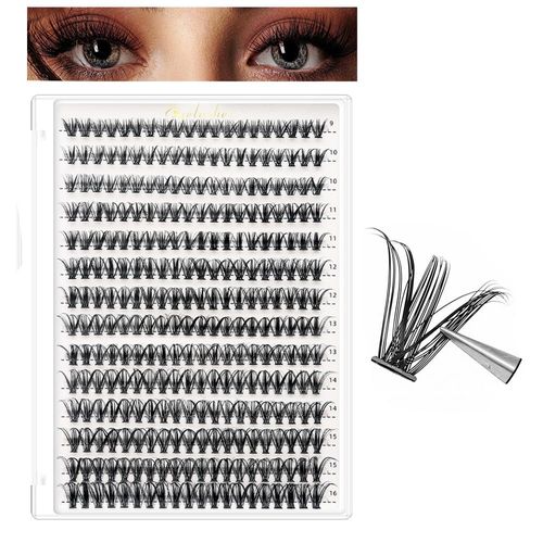 280Pcs Lash Clusters - D Curl Extensions Individual Lashes Mix 9-16mm / 40D Eyelash Extensions/Wispy Eyelash Clusters Natural Look Thin Band Reusable DIY False Eyelashes (40D)