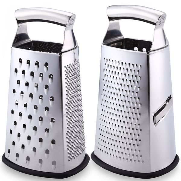 Chef Remi Food Grater | 4-Sided Blades Stainless Steel Cheese & Vegetable Grater