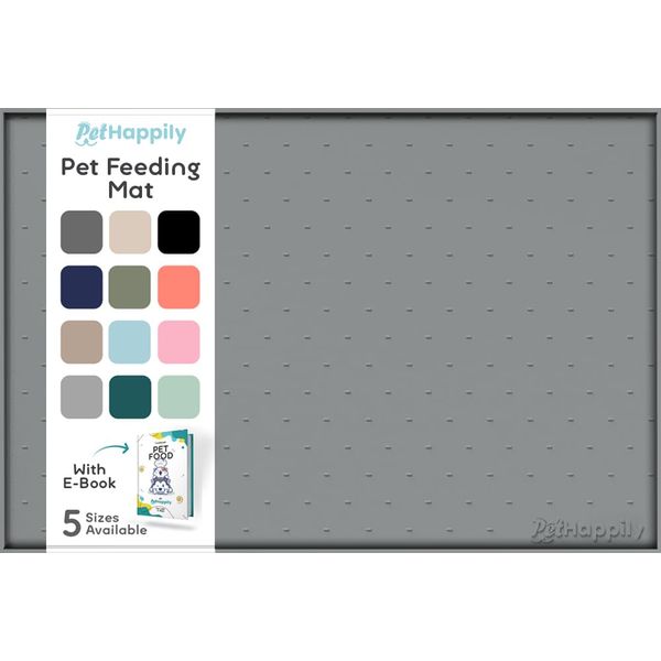 PetHappily Dog Food Mat - Raised Edges Dog Mat for Food and Water Prevent Spill, Waterproof Cat Food Mat Protect Floors, Easy Clean Dog Bowl Mats for Food and Water, Silicone Pet Food Mat with E-Book