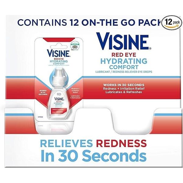 12x0.28 floz Visine Red Eye Hydrating Comfort Redness Relief Lubricant Eye Drops